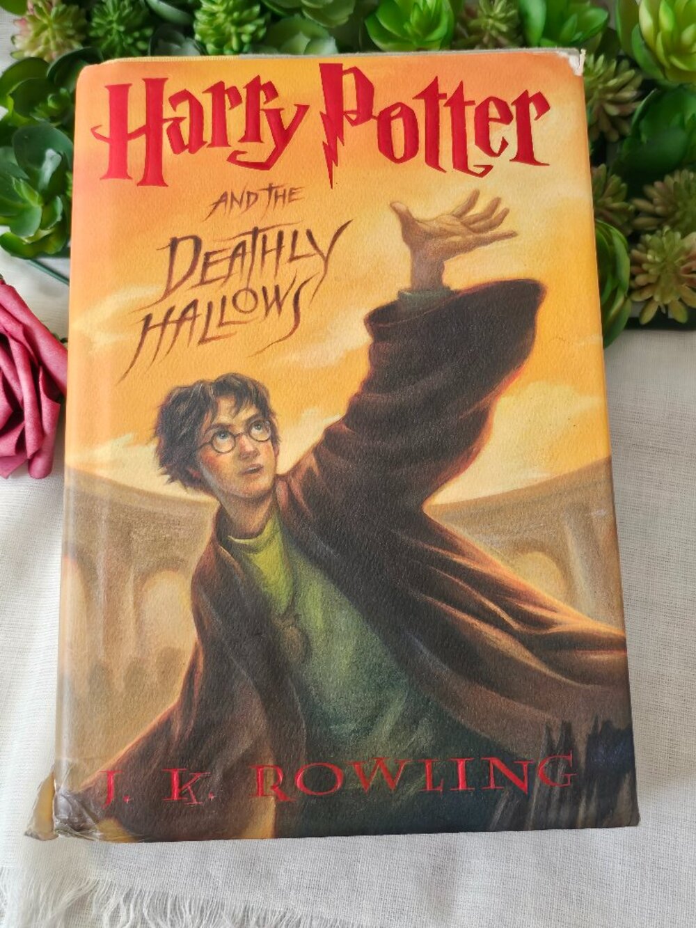Harry Potter and the Deathly Hallows hardcover book with dust jacket